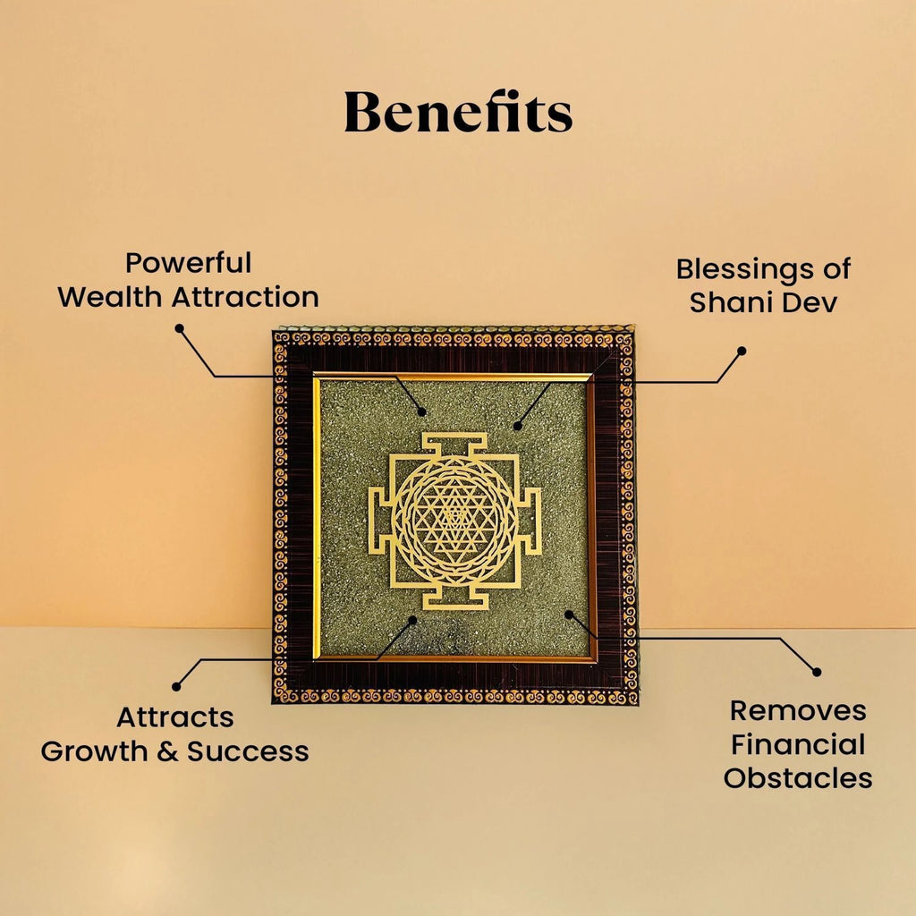 Shree Yantra on Pyrite Frame – Wealth, Prosperity & Vastu Protection