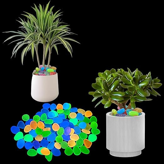 100Pcs Luminous Stones Glow in The Dark Garden Pebbles Stones Rocks