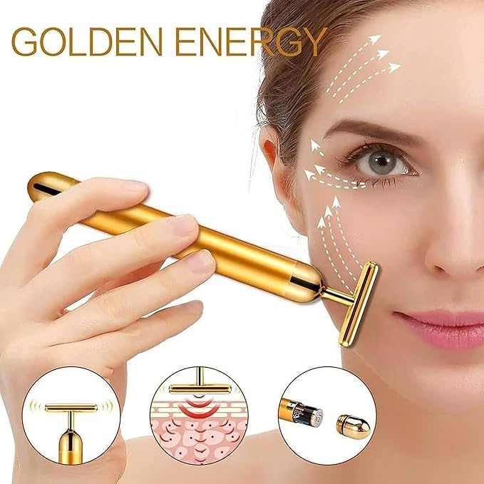 Hanglow 24K Gold Energy Beauty Bar Electric Facial Massage Roller