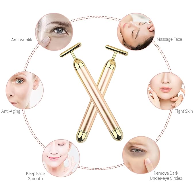 Hanglow 24K Gold Energy Beauty Bar Electric Facial Massage Roller