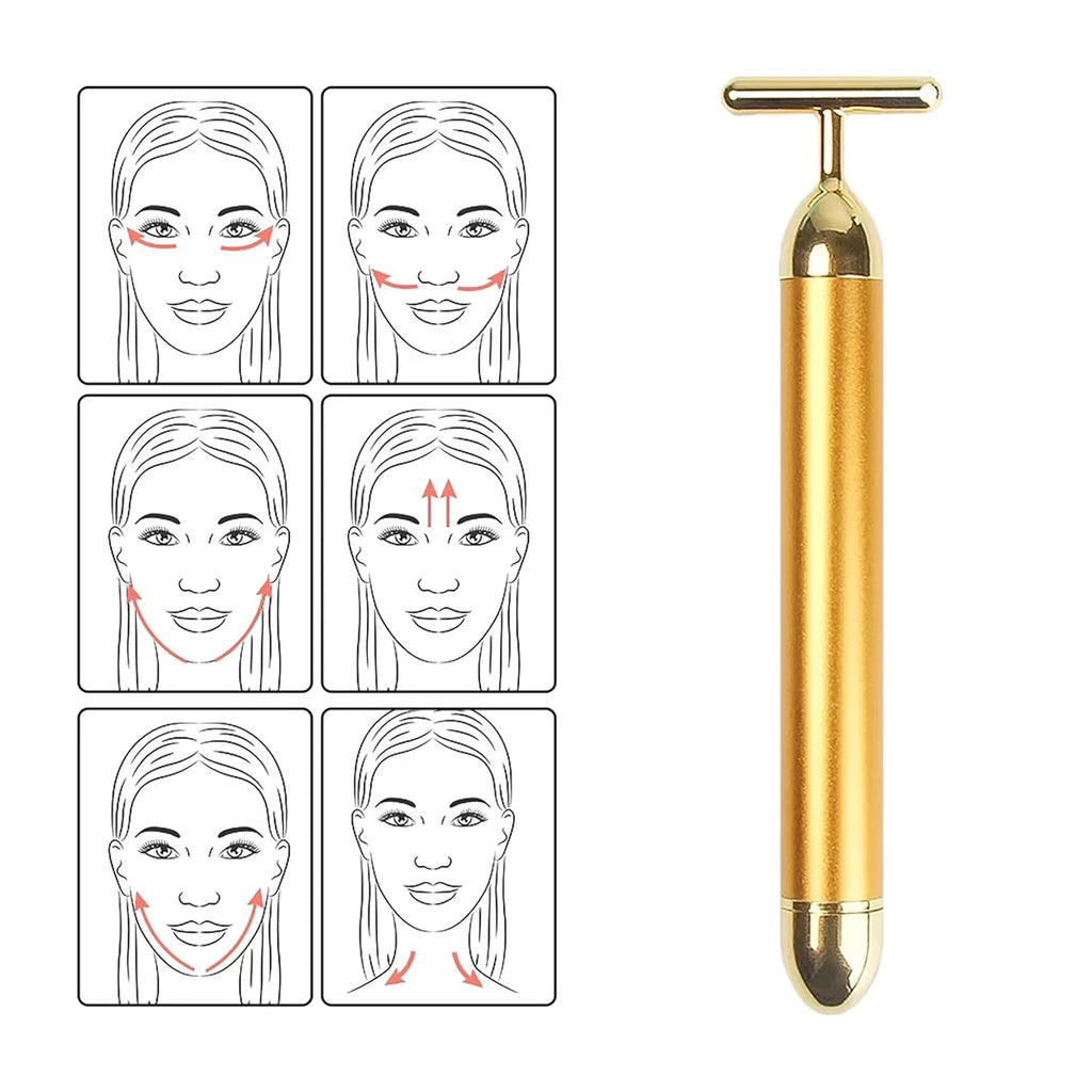 Hanglow 24K Gold Energy Beauty Bar Electric Facial Massage Roller