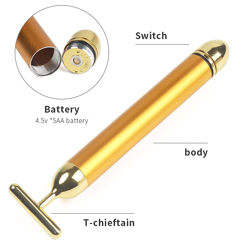 Hanglow 24K Gold Energy Beauty Bar Electric Facial Massage Roller