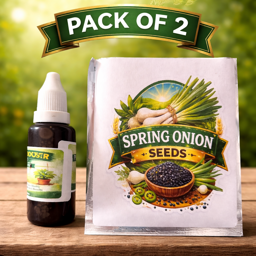 Spring Onion Seeds and Free Plant Growth Serum pack of 2