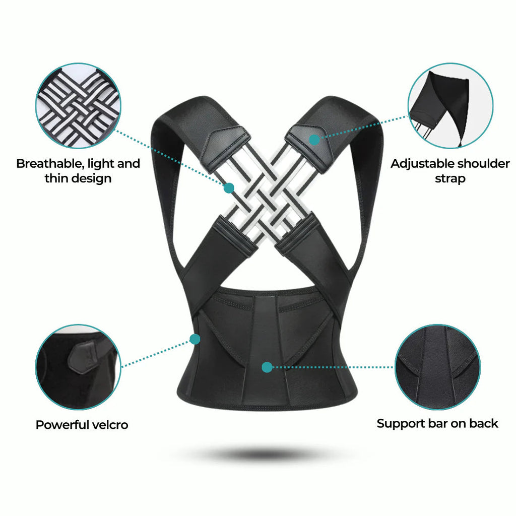 Premium Posture Corrector Shoulder Belt – Adjustable Back Support Brace for Men & Women