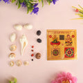 Spiritual Pooja Lakshmi Ganesh Yantra Set with Kamal Seeds, Gomati Chakra, 5 Mukhi Rudraksha, Gunja Ratti, Kauri & Small Shankh