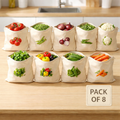 Reusable Cotton Vegetable Storage Bags for Fridge PACK OF 8
