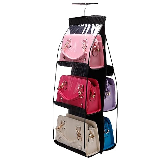 Purse Holder Stand Handbag Holder Wall Hanging Handbag Organizer With 6 Pockets
