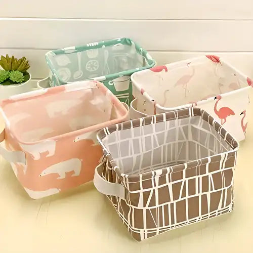 Folding Cotton Linen Storage Bag in assorted colors (PACK OF 4)