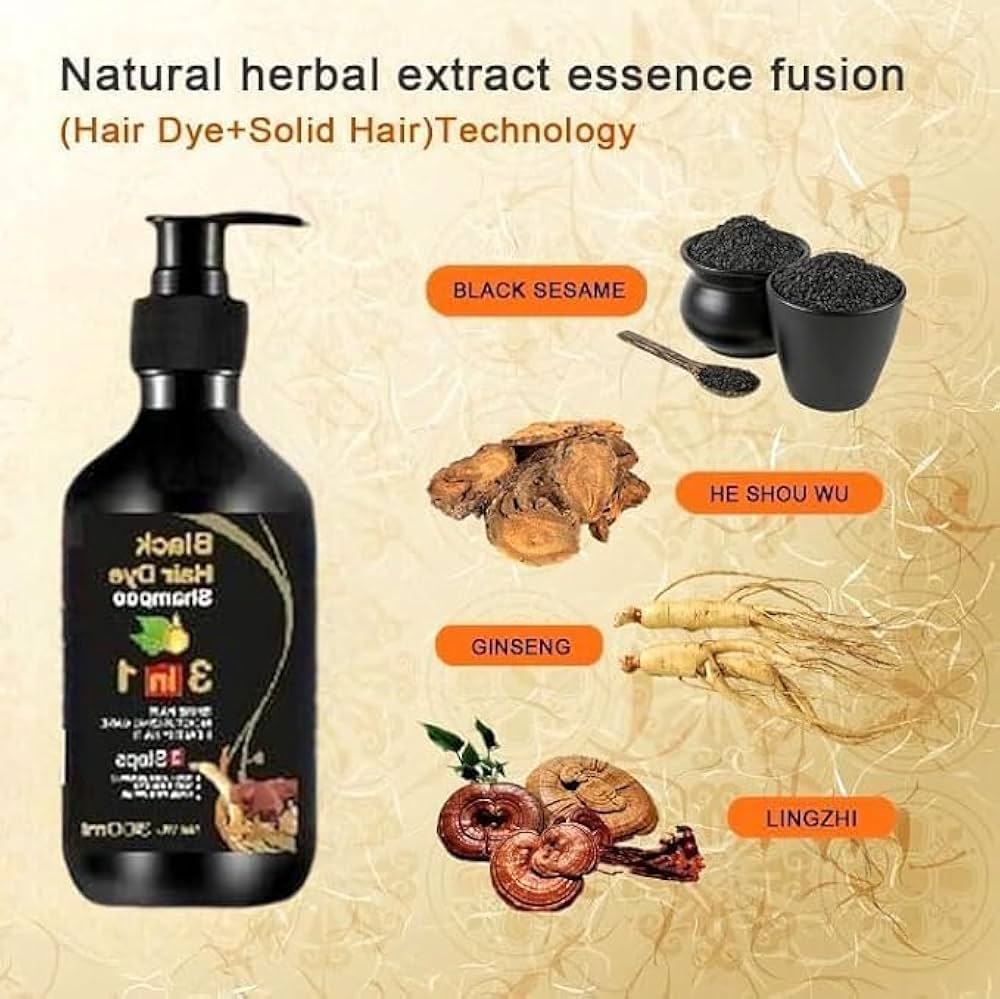 Herbal 3 in 1 Dye Instant Black Hair Shampoo(300Ml)