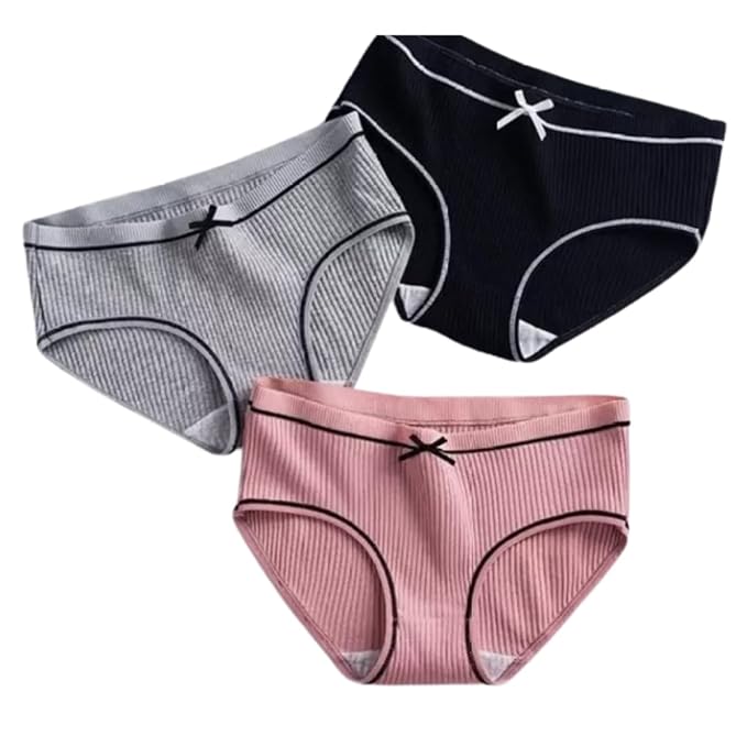 Women's Bow String Breathable Hipster Panties - Stretchable Seamless Bikini Briefs PACK OF 3 (random colour)