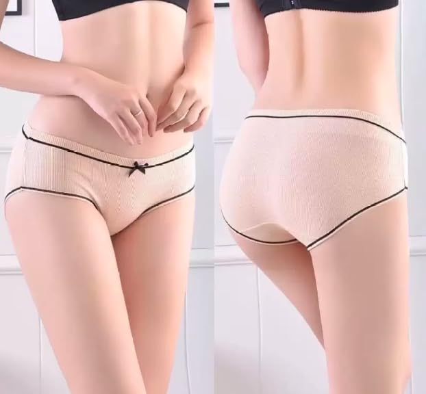 Women's Bow String Breathable Hipster Panties - Stretchable Seamless Bikini Briefs PACK OF 3 (random colour)