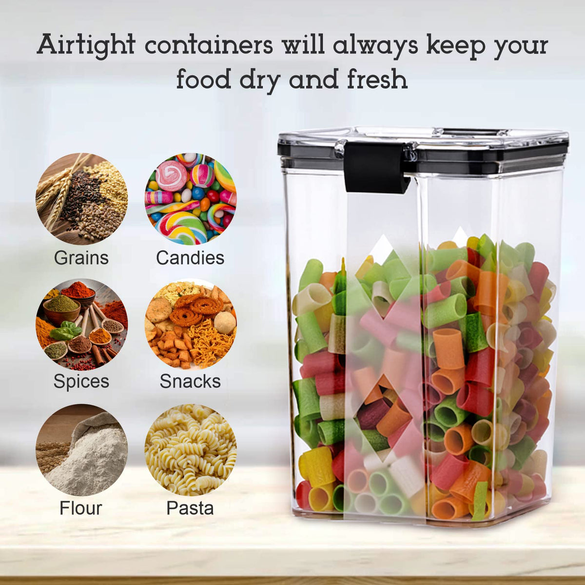 Air Tight Containers For Kitchen Storage Set, Container For Kitchen Storage Set, Kitchen Organizer And Kitchen Accessories Items & Storage (1100 ML Set Of 4)(Plastic),Transparent