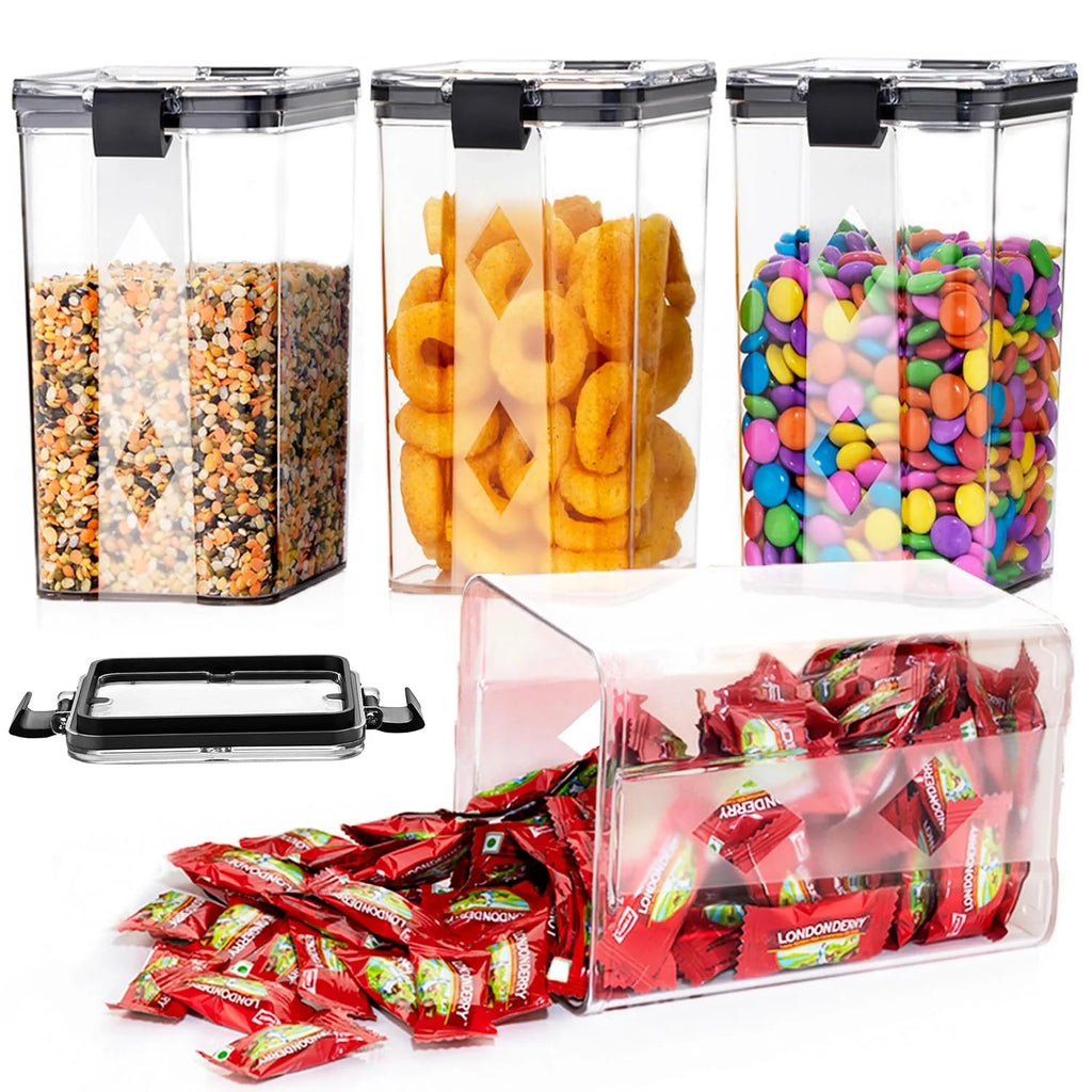 Air Tight Containers For Kitchen Storage Set, Container For Kitchen Storage Set, Kitchen Organizer And Kitchen Accessories Items & Storage (1100 ML Set Of 4)(Plastic),Transparent