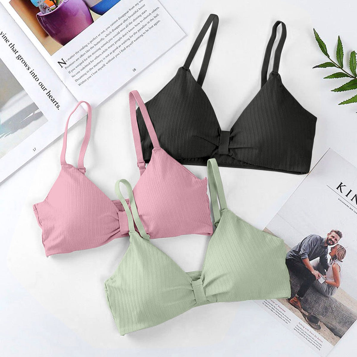 Women Everyday Lightly Padded Free Size Bra PACK OF 3 (RANDOM COLOUR)