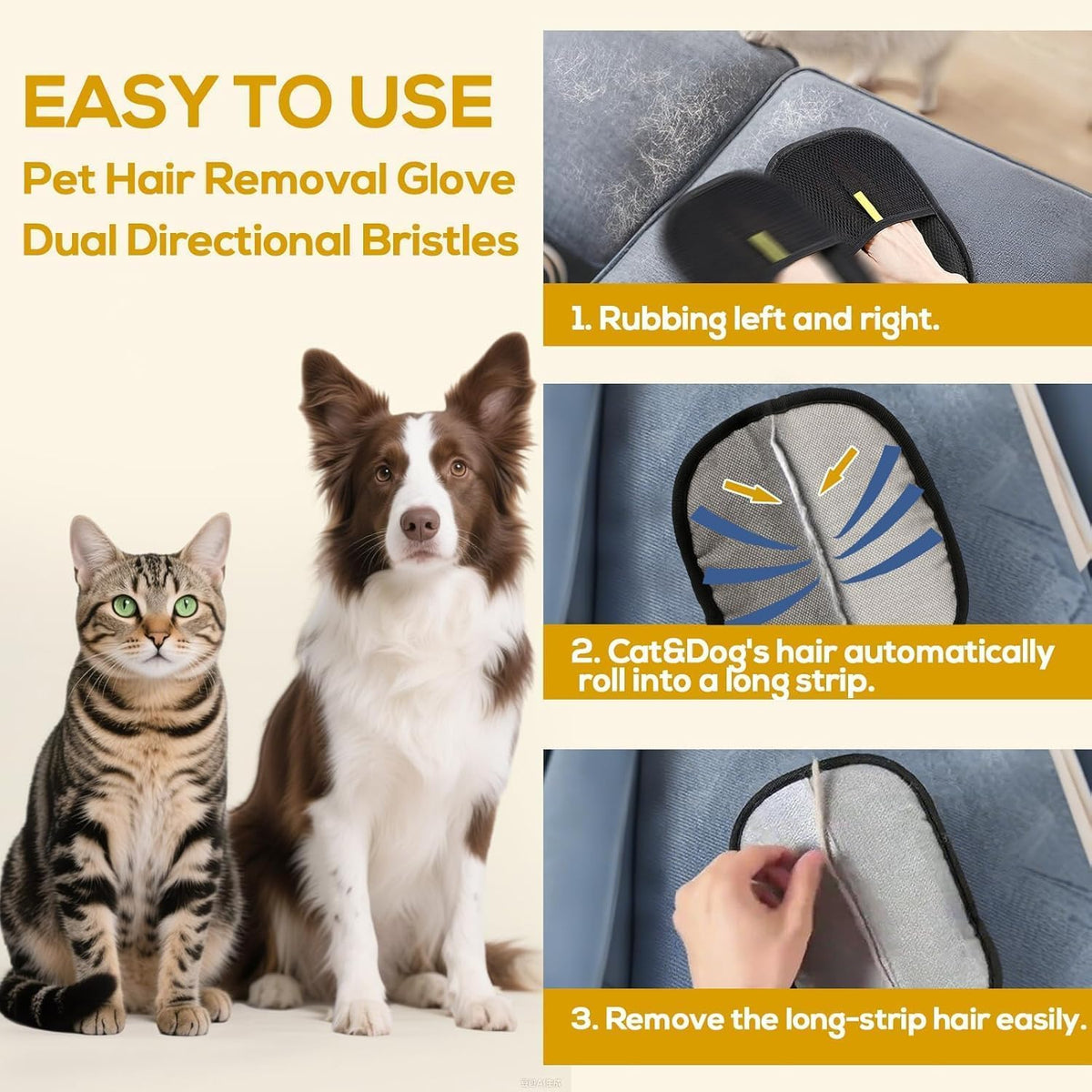 Pet Hair Removal Glove fot for Couch, Clothes, Car, Carpet, Bed, Furniture PACK OF 1