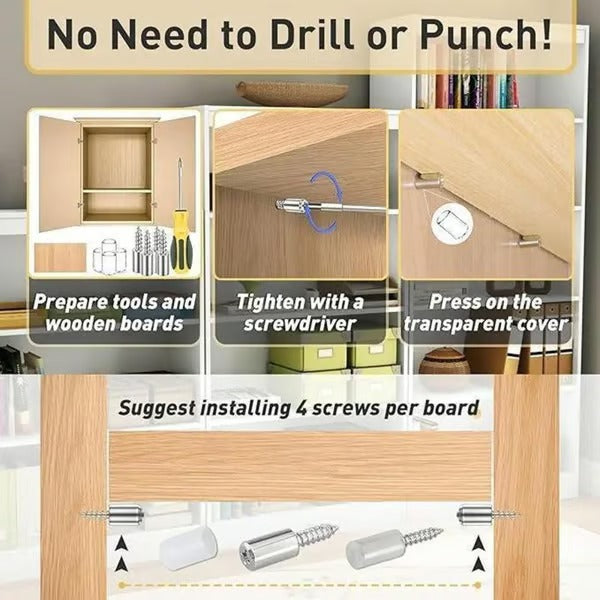 New 100 Count Self-Tapping Screws,Shelf Support Pegs,Shelf Pins with Non-Slip Sleeve