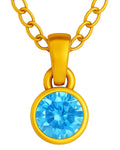 SIM-Aquamarine (Light Blue) Birthstone Pendant with gold plated chain included