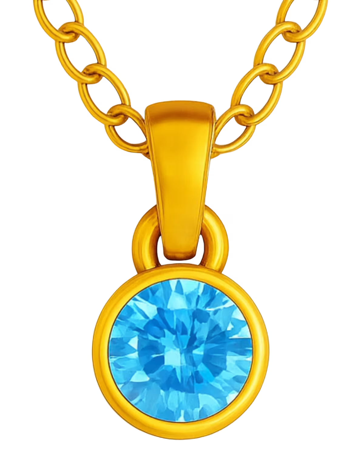 SIM-Aquamarine (Light Blue) Birthstone Pendant with gold plated chain included