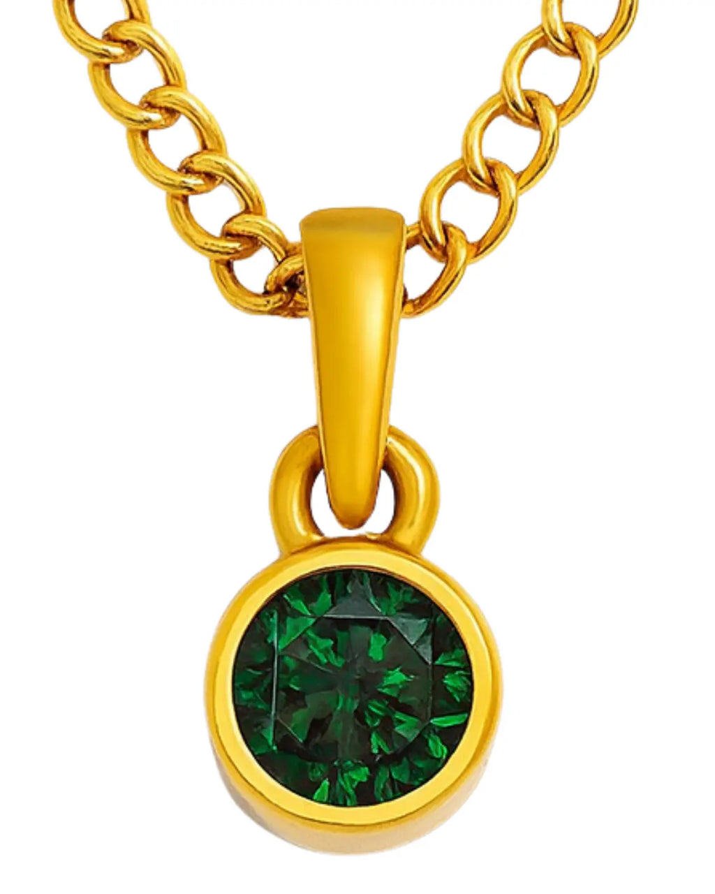 Emerald (Green) Birthstone Pendant with gold plated chain included