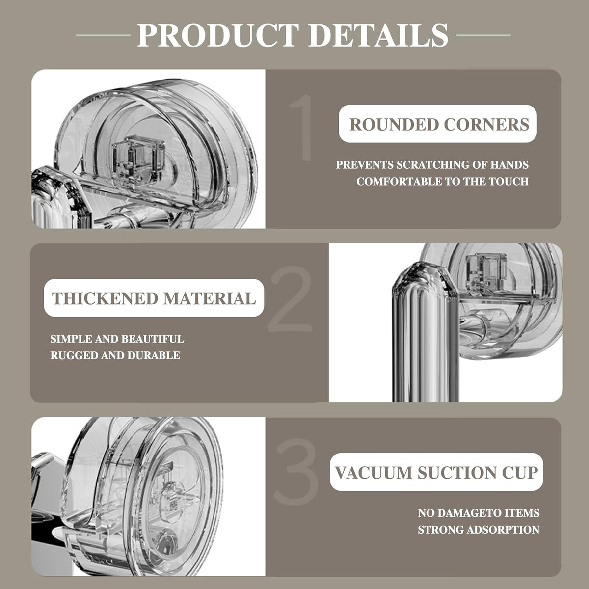 Waterproof Suction Cup Handle, Suction Cup Door Handle for Bathroom and Kitchen Cabinet Drawer