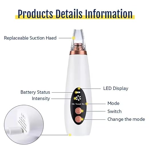 Advanced Blackhead & Whitehead Remover Tool with 6 Suction Heads