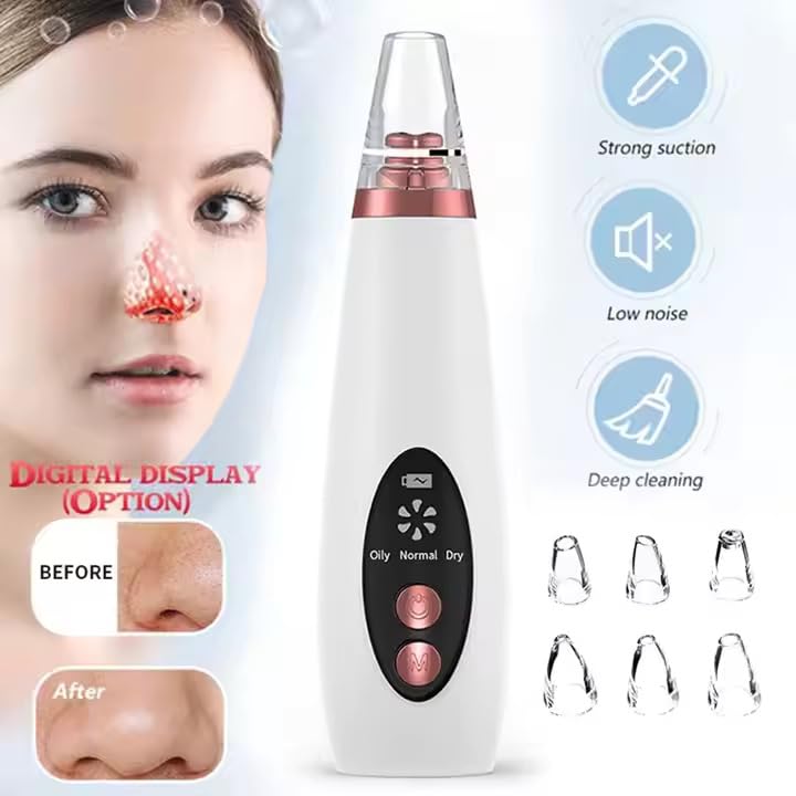 Advanced Blackhead & Whitehead Remover Tool with 6 Suction Heads