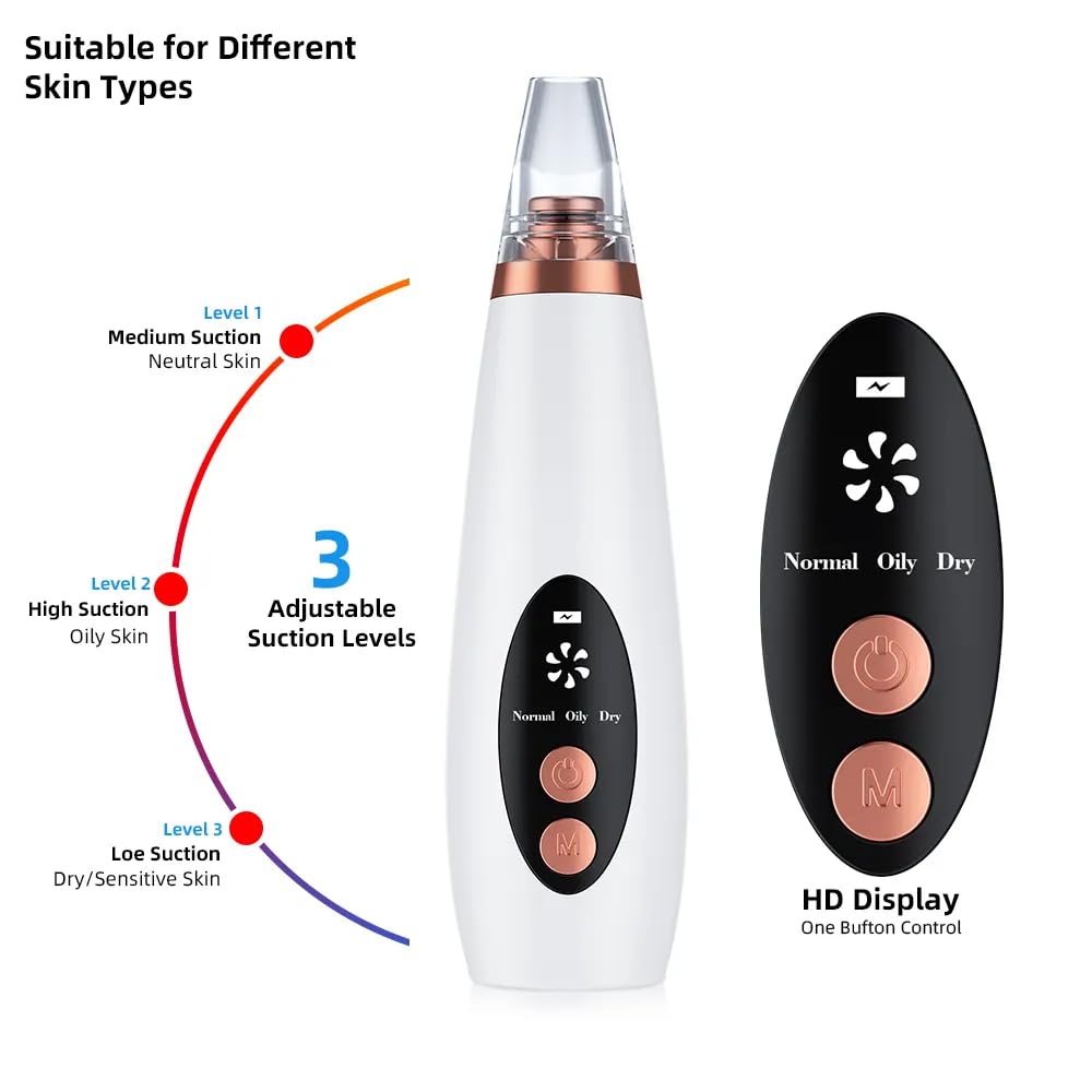 Advanced Blackhead & Whitehead Remover Tool with 6 Suction Heads