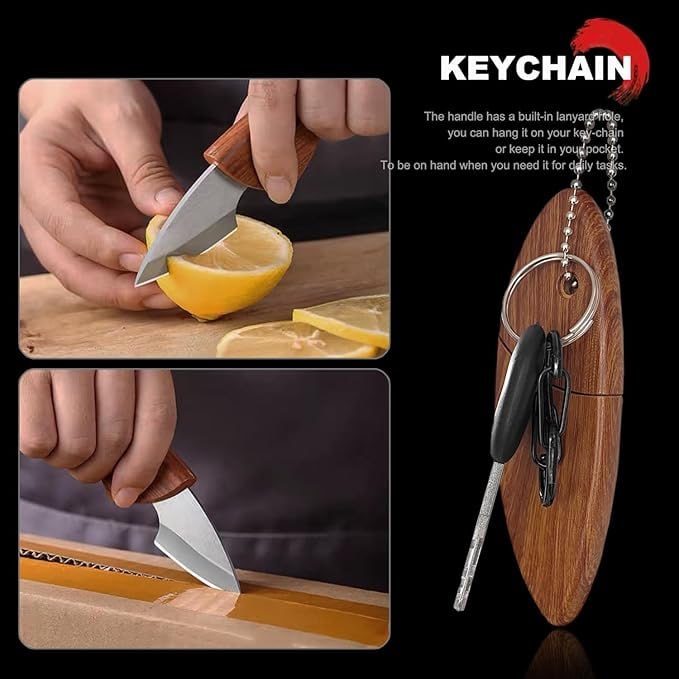 Small Knife Keychain Fixed Blade Knife for Men with Sheath Box Cutter Knifes pack of 2