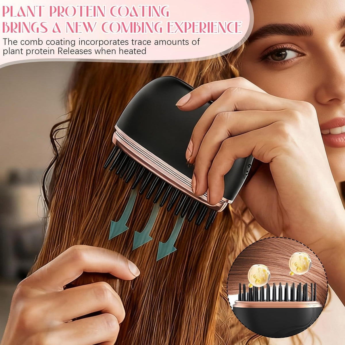 Hanglow-Straight Hair Comb Wireless Portable Straight Hair Comb Straight Hair Comb Mini Cordless Straightening Comb