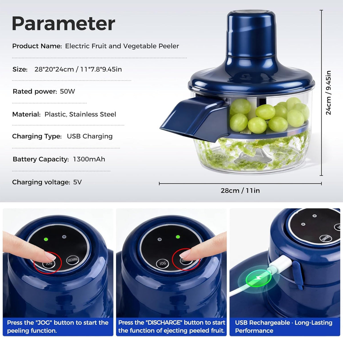 Cordless Fruit Skin Remover for Small Fruits, Easy Peeling Kitchen Tool 1PC