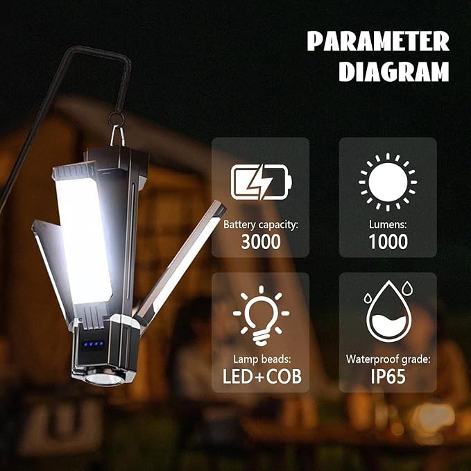 Camping Lantern 3000mAh USB Rechargeable Camping Lamp