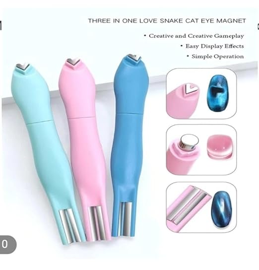 3-in-1 Magnetic Nail Art Pen Set, Cat Eye Gel Polish Magnet Tool, Heart,Round and Bar Tips PACK OF 2 (RANDOM COLOUR)