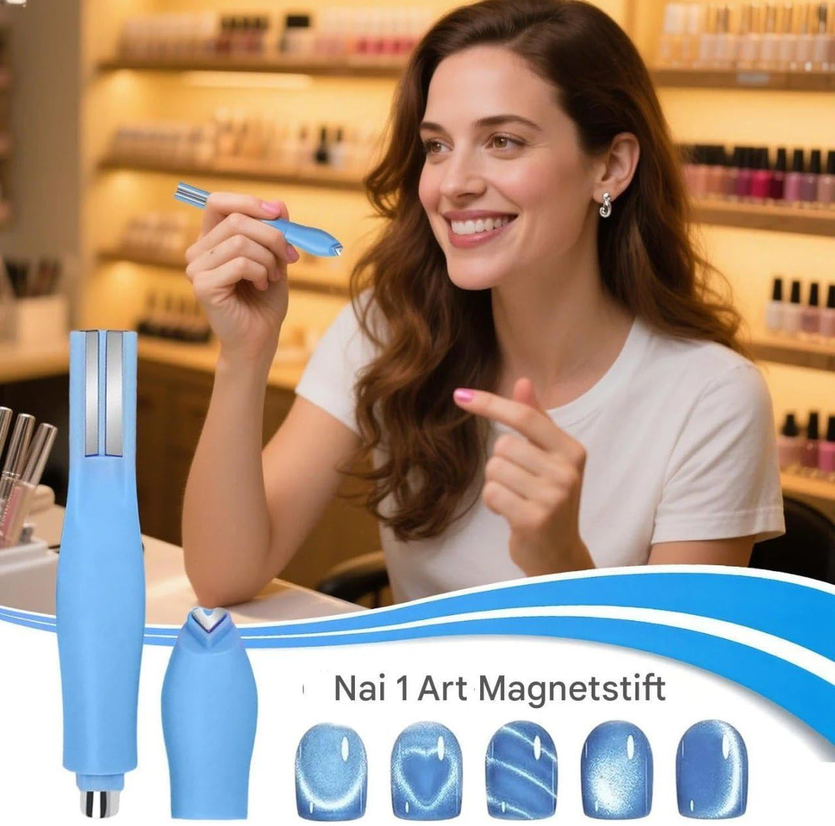 3-in-1 Magnetic Nail Art Pen Set, Cat Eye Gel Polish Magnet Tool, Heart,Round and Bar Tips PACK OF 2 (RANDOM COLOUR)