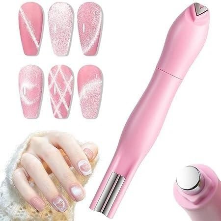 3-in-1 Magnetic Nail Art Pen Set, Cat Eye Gel Polish Magnet Tool, Heart,Round and Bar Tips PACK OF 2 (RANDOM COLOUR)