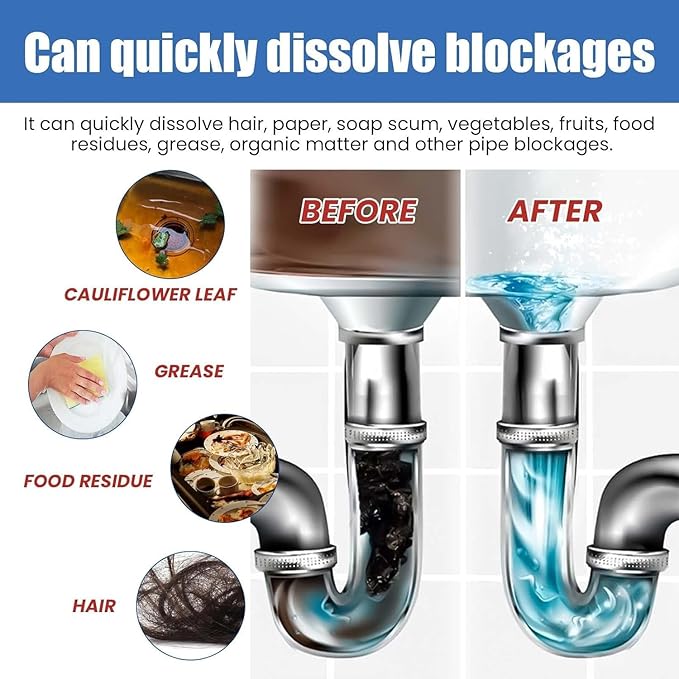 SS Tool Cleaning Kitchen Pipe Dredging Agent Cleaner Fast PACK OF 2
