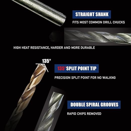 13 Pcs Of Hss Bit Set For Drilling Wood, Steel, Plastic And Wall 1.5-6.5 Mm, Straight