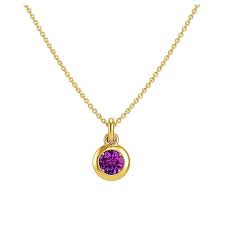 SIM-Amethyst (Purple) Birthstone Pendant with gold plated chain included