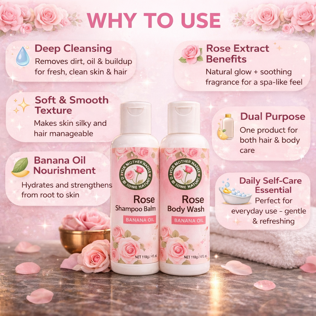 ROSE BODY WASH AND ROSE SHAMPOO BALM (PACK OF 2)