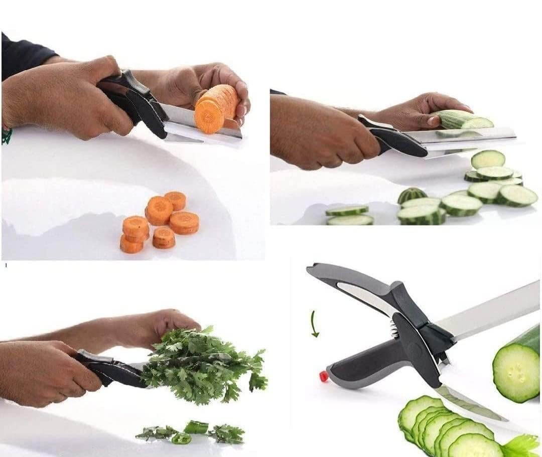 2 in 1 Clever Cutter pack of 1   for Cutting and Slicing Vegetables and Fruits | Detachable Knife