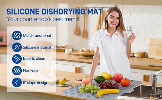 Dish Drying Silicone Mat For Kitchen