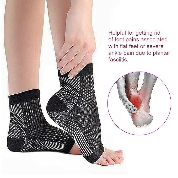 1 Pair Of Compression Foot Sleeve Socks for Pain Relief & Arch Support