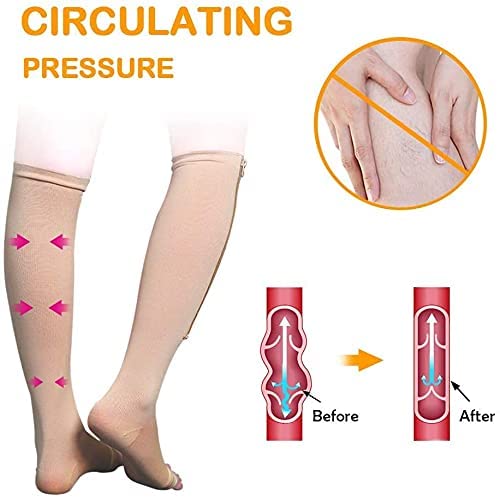 Stocking Knee High Socks with Zipper Compression Socks