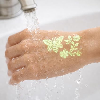 Glow in the Dark Temporary Tattoos for Women & Girls, Waterproof Luminous Tattoo Stickers pack of 2