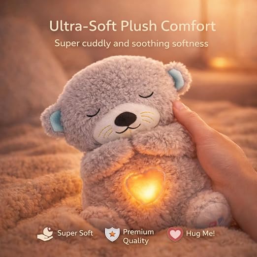 Breathing Teddy Bear Plush Otter with Rhythm Motion, Light & Music
