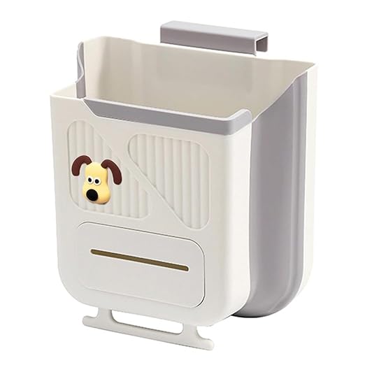 Plastic Hanging Trash Can With Lid, Double-Sided Open Design, Cabinet Door Hanging Wall Storage Bucket for Kitchen