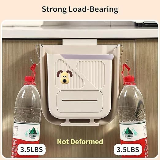 Plastic Hanging Trash Can With Lid, Double-Sided Open Design, Cabinet Door Hanging Wall Storage Bucket for Kitchen