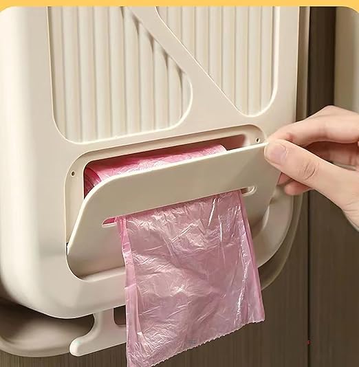 Plastic Hanging Trash Can With Lid, Double-Sided Open Design, Cabinet Door Hanging Wall Storage Bucket for Kitchen