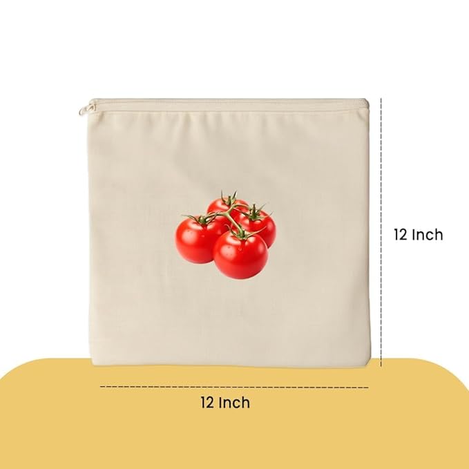 Reusable Cotton Vegetable Storage Bags for Fridge PACK OF 4