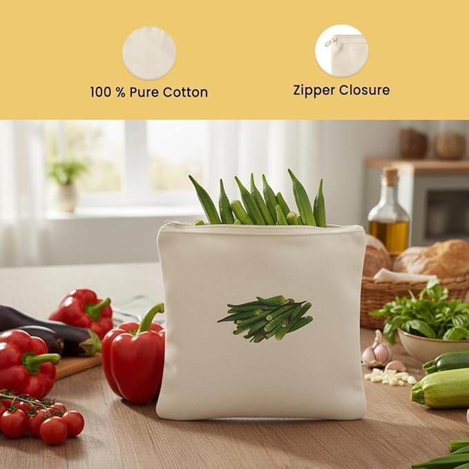 Reusable Cotton Vegetable Storage Bags for Fridge PACK OF 4