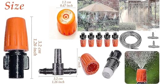 Garden Water Sprinkler Kit With Plant Water Dropper Adjustable Spray Nozzle(8 M,10 POINTS)